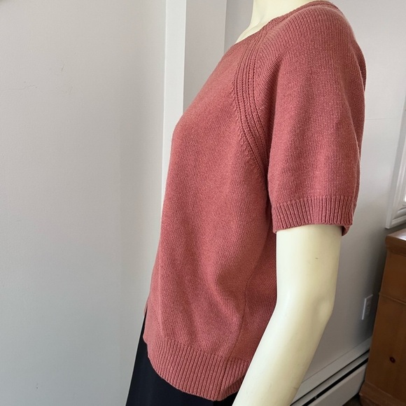 Peserico Tricot Women’s Short Sleeve Wool Silk Cashmere Sweater Blouse Top L - Picture 6 of 16